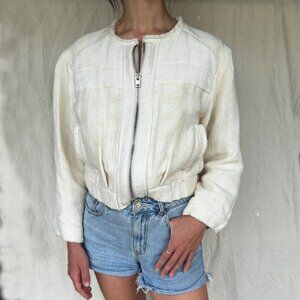 IRO Womens Cream Bomber Jacket FR 36 Small